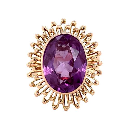 Roségouden ring met paarse saffier 14 krt, Sieraden, Tassen en Uiterlijk, Ringen, Nieuw, Ophalen of Verzenden