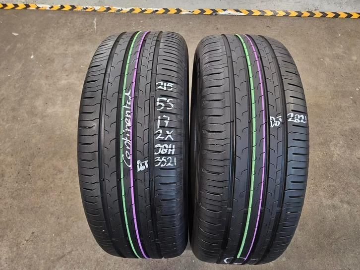 215/55/17 98H CONTINENTAL ZOMERBANDEN 6,4MM PROFIEL 2X, Auto-onderdelen, Banden en Velgen, 17 inch, Erkend duurzaam, Zomerbanden