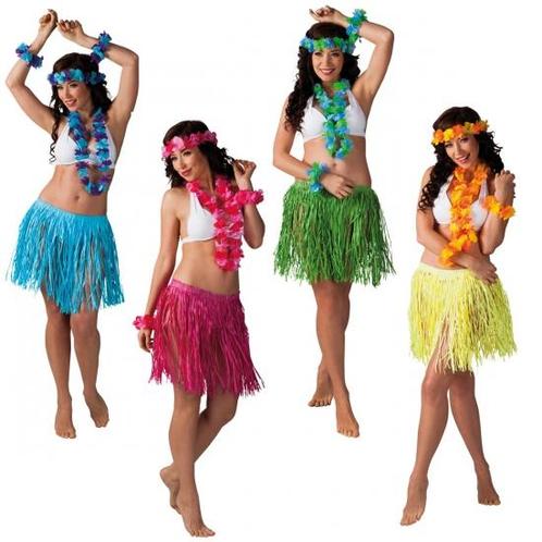 Hawaii kransen verkleed setje met rokje - Hawaii accessoires, Hobby en Vrije tijd, Feestartikelen, Verzenden