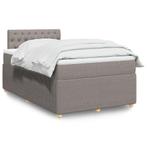vidaXL Boxspring met matras stof taupe 120x200 cm, Verzenden, Nieuw, Twijfelaar, 120 cm
