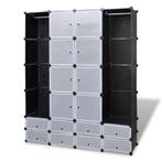 Kast modulair met 18 vakken 37x146x180,5 cm zwart en wit, Verzenden