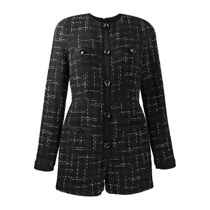 MSGM • zwarte tweed jumpsuit • 38 (IT44), Kleding | Dames, Jumpsuits, Zwart, Nieuw, Maat 38/40 (M), Verzenden