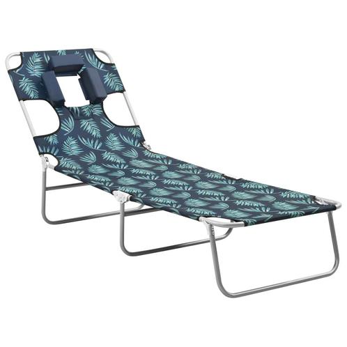 vidaXL Ligbed inklapbaar met hoofdkussen bladmotief staal, Tuin en Terras, Ligbedden, Nieuw, Verzenden