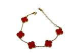 Veiling - Uniek 18k GP | Alhambra Style Bracelet | Red Clove, Nieuw