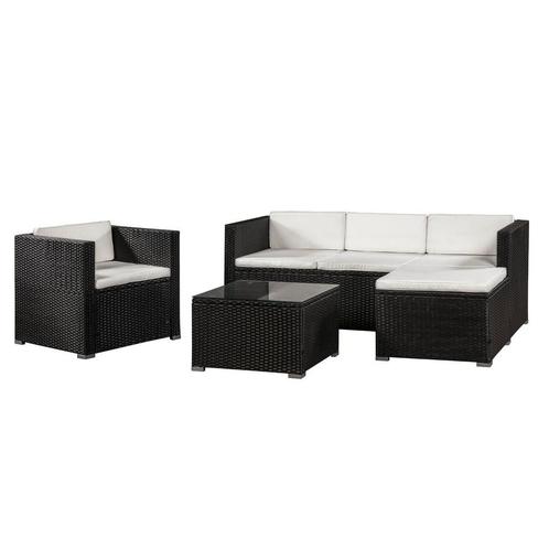 Loungeset Punta Cana L - Polyrotan - Zwart - Beige, Tuin en Terras, Tuinsets en Loungesets, Nieuw, Verzenden