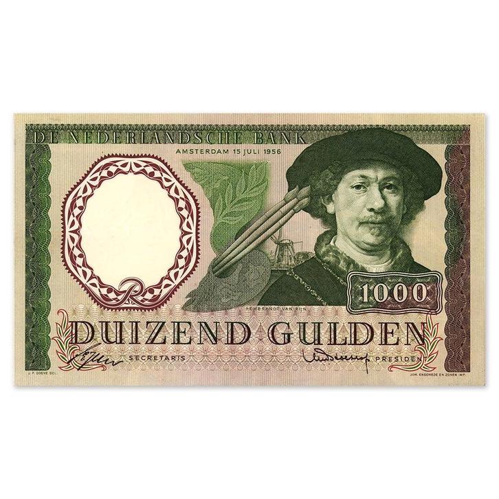 1000 Gulden Rembrandt 1956 ZF+, Postzegels en Munten, Bankbiljetten | Nederland, Verzenden