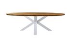 Tafel Fishbone Ovaal- Naturel/wit - Eiken/metaal