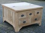 Salontafel teak 80x80cm met laden en klep: Indoteak, 50 tot 100 cm, Nieuw, 50 tot 100 cm, Modern