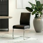 Leren eetkamerstoel Remix - Toledo Nero (zwart) - Sledepoot, Zwart, Nieuw, Ophalen of Verzenden, Industrieel, Modern