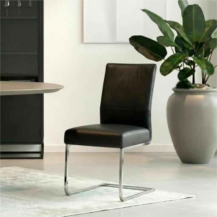 Leren eetkamerstoel Remix - Toledo Nero (zwart) - Sledepoot, Huis en Inrichting, Stoelen, Zwart, Nieuw, Leer, Ophalen of Verzenden