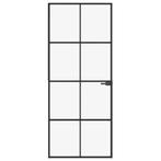 Binnendeur 83x201,5 cm gehard glas en aluminium smal zwart, Doe-het-zelf en Verbouw, Deuren en Horren, Nieuw, Verzenden