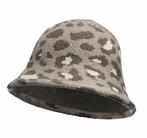 Bucket Hat Soft Panter Patroon Wit Bruin Beige, Nieuw