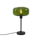 Retro tafellamp zwart met groen glas - Bizle, Huis en Inrichting, Lampen | Tafellampen, Nieuw, Glas, Retro, Minder dan 50 cm