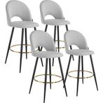 Barkruk Sachel met rugleuning, fluweellook - lichtgrijs / zw, Huis en Inrichting, Barkrukken, Verzenden, Nieuw