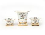 3 porseleinen jardinières, Herend Rothschild birds, 20e eeuw