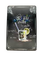 Metalen Wandbord - Gin and Tonic - Cocktails, Ophalen of Verzenden, Nieuw