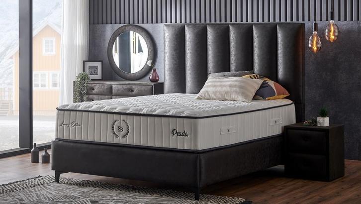 Bed met opbergruimte  PRADA 180 x 200 Antraciet OP=OP!, Huis en Inrichting, Slaapkamer | Boxsprings, 180 cm, 200 cm, Wit, Grijs