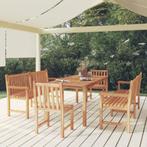 vidaXL 5-delige Tuinset massief teakhout, Verzenden, Nieuw, Teakhout, Tuinset