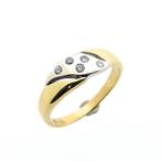 Bicolor gouden ring met diamant | 0,15 ct. (witgoud), Sieraden, Tassen en Uiterlijk, Ringen, 18 tot 19, Gebruikt, Overige kleuren