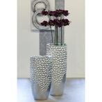 Poly/glasvezel plantenbak Carve zilver H.70cm, Huis en Inrichting, Woonaccessoires | Vazen, Verzenden, Nieuw