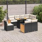 vidaXL 9-delige Loungeset met kussens poly rattan acacia, Verzenden, Nieuw, Rotan, Loungeset