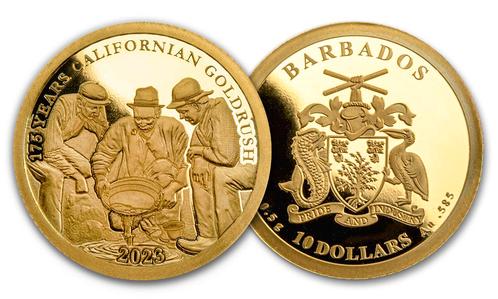 Massief gouden herdenkingsmunt 175 jaar California Gold Rush, Postzegels en Munten, Munten en Bankbiljetten | Verzamelingen, Verzenden