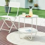 Tuintafel Sandefjord bijzettafel metaal 57,5x46x46cm wit [en, Huis en Inrichting, Tafels | Bijzettafels, Verzenden, Nieuw