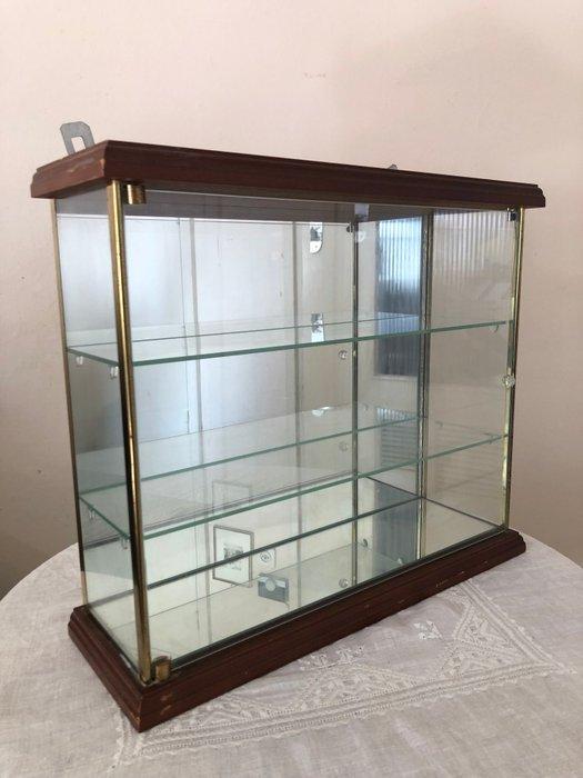 Vitrinekast - Glas, Messing, Hout, Antiek en Kunst, Kunst | Designobjecten