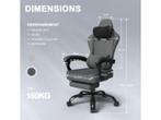 Devoko gamingstoel - Donkergrijs - Max.120 kg - 52x50.5x133, Verzenden, Nieuw