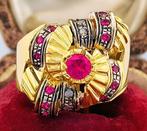 Zonder minimumprijs - Ring - 9 kt. Geel goud, Zilver Robijn, Nieuw