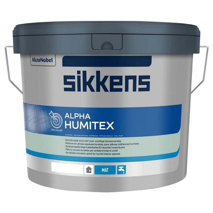Sikkens Alpha Humitex matte binnenmuurverf voor vochtige rui, Doe-het-zelf en Verbouw, Verf, Beits en Lak, Nieuw, Ophalen of Verzenden
