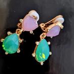 Oscar De La Renta - Verguld - Oorbellen - Aqua cabochon, Antiek en Kunst