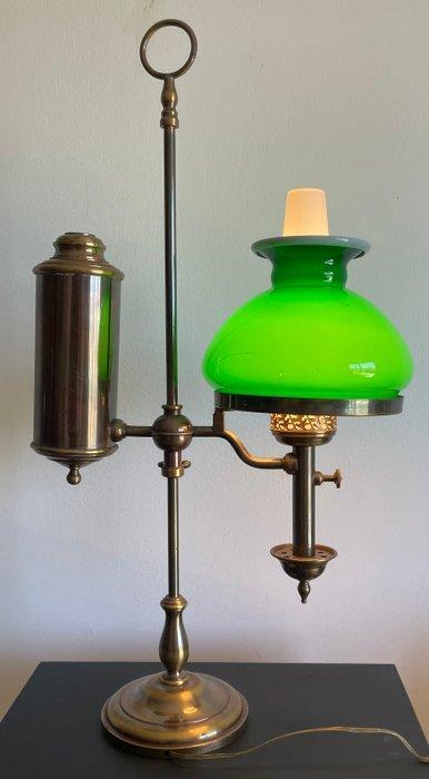 Bureaulamp - Glas, Koper, Messing - Bibliotheeklamp, Antiek en Kunst, Curiosa en Brocante