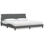 vidaXL Bed met matras stof donkergrijs 200x200 cm, Huis en Inrichting, Slaapkamer | Bedden, Verzenden, Overige maten, 200 cm, Nieuw