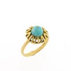 Vintage gouden ring met turquoise (meander), Goud, Met edelsteen, Gebruikt, Ophalen of Verzenden