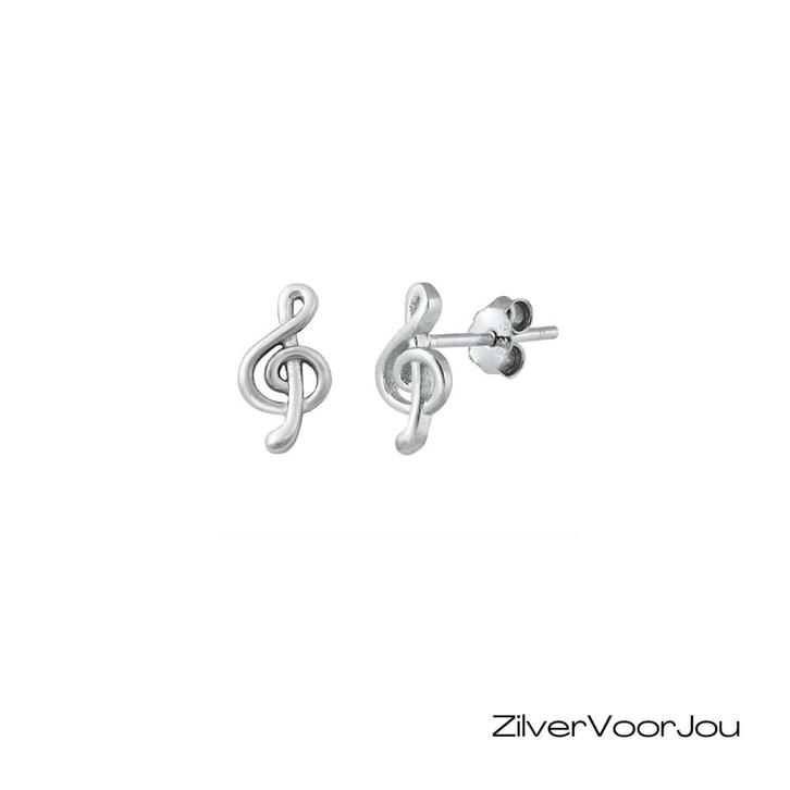 925 Zilveren muzieknoten oorstekers, Sieraden, Tassen en Uiterlijk, Oorbellen, Nieuw, Verzenden