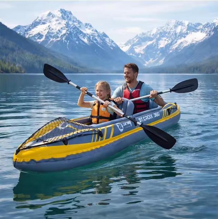 Opblaasbare kajak 2 personen set met peddels stoelen, Watersport en Boten, Kajaks, Nieuw, Verzenden