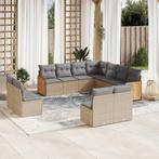vidaXL 11-delige Tuinset met kussens poly rattan beige, Verzenden, Nieuw, Rotan, Tuinset