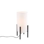 Moderne tafellamp zwart met linnen witte kap - Rich, Huis en Inrichting, Lampen | Tafellampen, Nieuw, Overige materialen, Modern