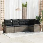 vidaXL 5-delige tuinsofa set met kussens in grijs poly, Verzenden, Nieuw, Rotan