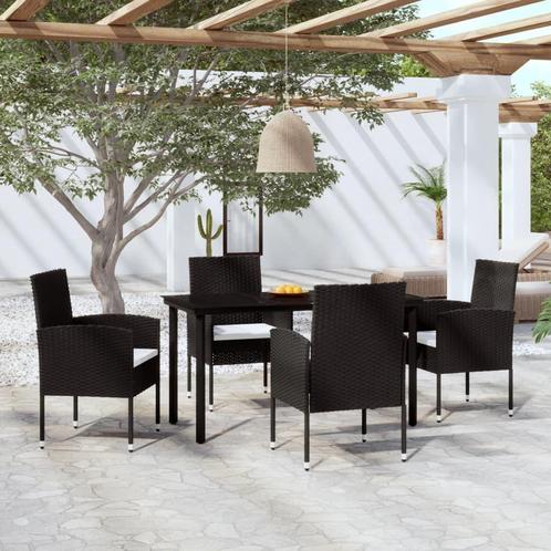 vidaXL 5-delige Tuinset zwart, Tuin en Terras, Tuinsets en Loungesets, Tuinset, Nieuw, 4 zitplaatsen, Rotan, Verzenden