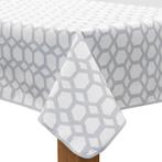 Tafelzeil - 140 x 200 cm - Hexagonal-layers-Wit/Grijs, Huis en Inrichting, Keuken | Textiel, Nieuw, Verzenden