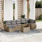 vidaXL 8-delige Loungeset met kussens poly rattan beige, Verzenden, Nieuw, Rotan, Loungeset