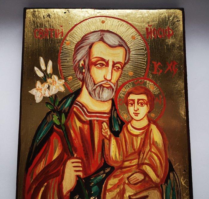Icoon - Sint Rechtvaardige Jozef Gehuwd met Jezus Christus -, Antiek en Kunst, Antiek | Boeken en Bijbels
