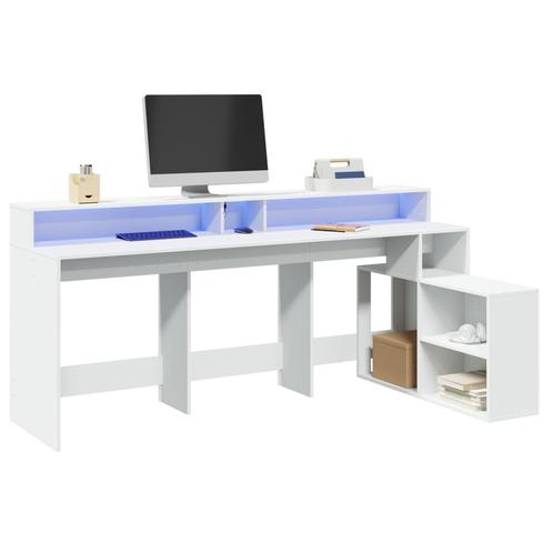 vidaXL Bureau met LED-verlichting 200x104x91 cm bewerkt hout, Huis en Inrichting, Bureaus, Nieuw, Verzenden