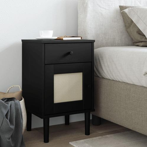 vidaXL Nachtkastje SENJA rattan-look 40x35x65 cm grenenhout, Huis en Inrichting, Slaapkamer | Nachtkastjes, Nieuw, Hout, Verzenden