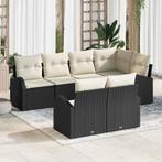 vidaXL Tuin Sofa Set met kussen 7 pcs Zwart en wit Poly riet, Tuin en Terras, Verzenden, Nieuw, Rotan