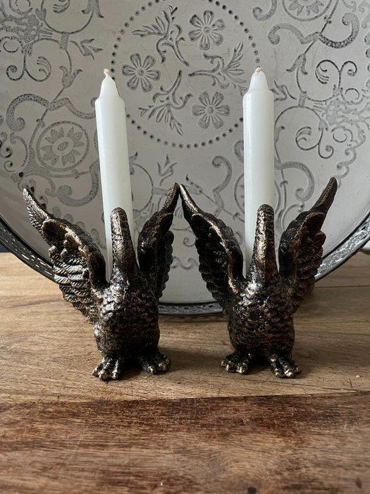 Kaarsenhouder (2) - Gietijzer - 2 gietijzeren zwanen, Antiek en Kunst, Curiosa en Brocante