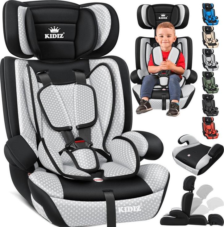 KIDIZ® Autostoeltje - 5-punts veiligheidsgordel - Grijs, Kinderen en Baby's, Autostoeltjes, Nieuw, Verzenden