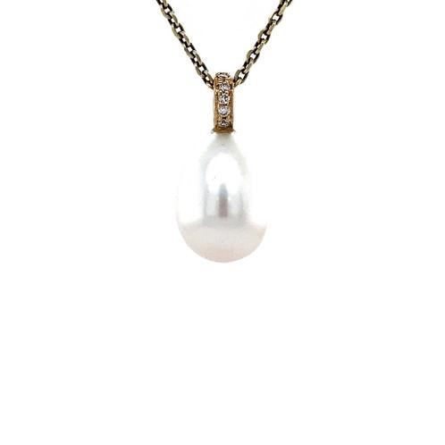 Gouden hanger met parel en diamant 14 karaat* Nieuw, Sieraden, Tassen en Uiterlijk, Kettinghangers, Wit, Zo goed als nieuw, Goud